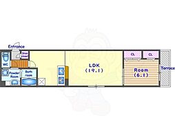 プロスペリタ西京極 2LDKの間取図画像