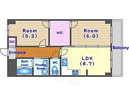 グランドール西大路 2LDKの間取図画像