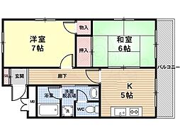 ロイヤルコーポ 2Kの間取図画像