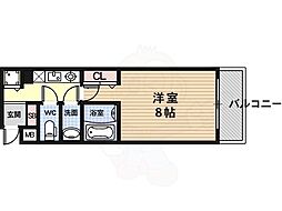 アスヴェル京都二条烏丸 1Kの間取図画像