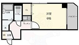 グランドムール丹波口 1Kの間取図画像