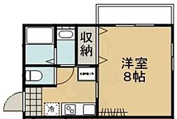 MESAVERDE北山 1Kの間取図画像