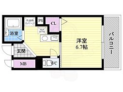 レスパスエラン 1Kの間取図画像