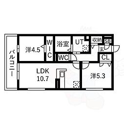 京都市中京区西ノ京西月光町アパート 2LDKの間取図画像