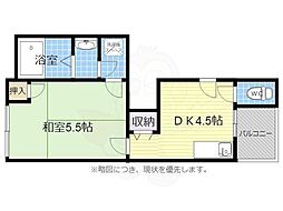 ツインハイツ乾 1DKの間取図画像