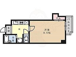 ルサフィール西大路 1Kの間取図画像