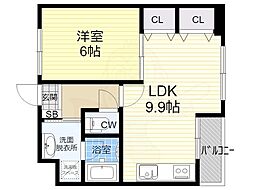 リエス西院 1LDKの間取図画像