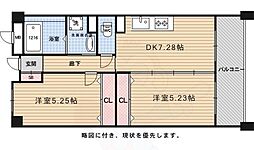 パインフィールド五条 2DKの間取図画像
