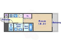 グレイス西京極 1Kの間取図画像