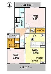 SAKURA CIEL 2LDKの間取図画像
