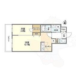ウェルスクエア四条大宮NORTH 1LDKの間取図画像