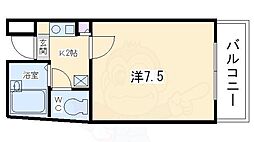 パープルゲート 1Kの間取図画像