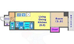 CloverResidence京都西大路 1LDKの間取図画像