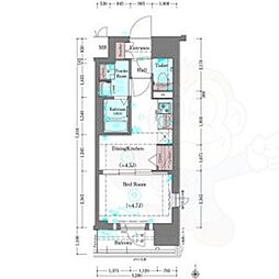 プラシード京都 1Kの間取図画像