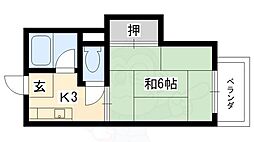 若竹ハイツ 1Kの間取図画像
