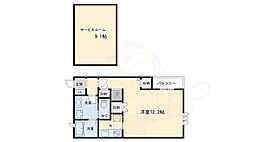 デザインメゾン御所西 1SKの間取図画像