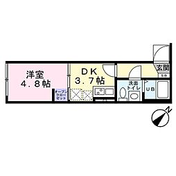 京王線 上北沢駅 徒歩7分の賃貸マンション 4階1Kの間取り