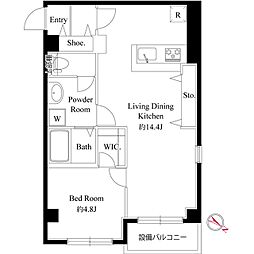 マリエッタ町屋 3階1LDKの間取り