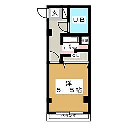 コートユーアイ 3階1Kの間取り