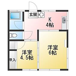 サニーハイツ 2階2Kの間取り