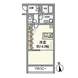 ＪＹＵＭＯＫＵ尾久 1階ワンルームの間取り