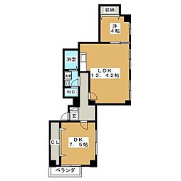 町屋レジデンス 2LDKの間取図画像
