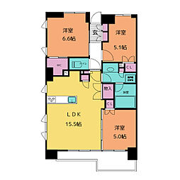 パークホームズ町屋 3LDKの間取図画像