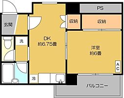 メゾン荒川2 1DKの間取図画像