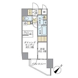 アジールコート町屋 1DKの間取図画像