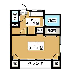 みはるハイツ 1Kの間取図画像