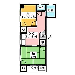 カーザ小林 2DKの間取図画像