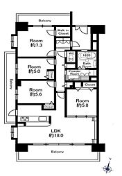 コスモシティ能見台七番館 4LDKの間取図画像