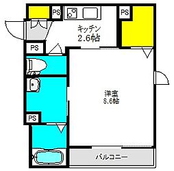 阪急宝塚本線 岡町駅 徒歩7分の賃貸マンション 1階1Kの間取り