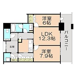 グラングリーン大阪 THE NORTH RESIDENCE 2LDKの間取図画像