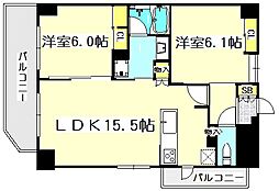 ユークオーレ江坂 2LDKの間取図画像