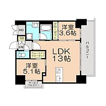 大阪府大阪市北区南森町１丁目（賃貸マンション2LDK・14階・50.36㎡） その2