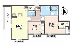 シャーメゾン鴫野東3 3階2LDKの間取り