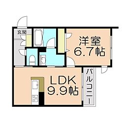 阪急京都本線 崇禅寺駅 徒歩8分の賃貸マンション 2階1LDKの間取り