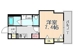 エスティメゾン 1Kの間取図画像