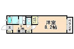 エムズコート 1Kの間取図画像
