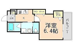 エスティメゾン 1Kの間取図画像