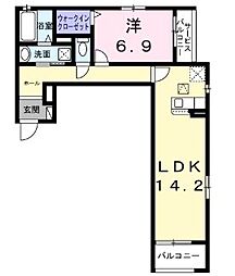 サニーレジデンス鷺州A 1LDKの間取図画像