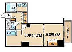 エルヴェ東天満 1LDKの間取図画像