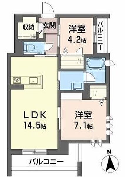 シャーメゾン　クレスト ｜大阪府豊中市原田元町２丁目(賃貸マンション2LDK・2階・61.00㎡)の写真 その2