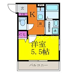 レジア内本町 1階1Kの間取り