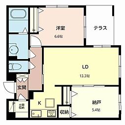 グランフテラ桜の町 3階2LDKの間取り