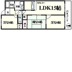 ニューロイヤルMハシモト 3LDKの間取図画像
