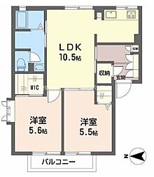 サニーヒル藤が丘 2LDKの間取図画像