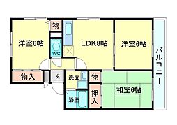 グレース千里 3LDKの間取図画像