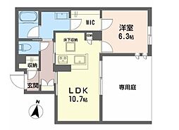 おおさか東線 JR淡路駅 徒歩5分の賃貸マンション 1階1LDKの間取り